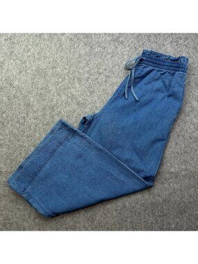 Madewell Indigo Smocked Huston Pull On Crop Pants Women's Size S High Waist